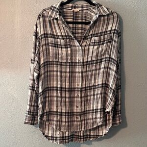 Pilcro Oversized Plaid Button-Up Women's Top
